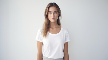 Fototapeta premium Beauty portrait of young woman in studio. Generative Ai.
