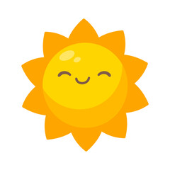 Cartoon sun with cute cartoon faces for children.