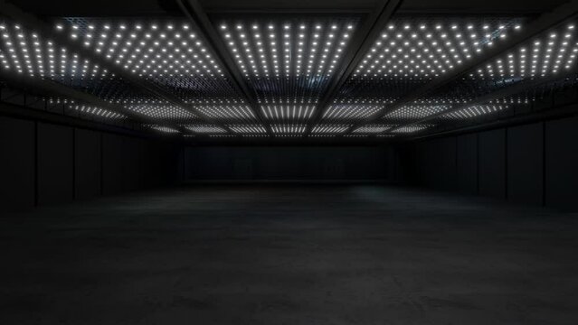 Motion Empty hall exhibition.Backdrop for exhibition stands,booth,product.. Convention hall for conference,online.3D Background for entertainment,concert ,event,sports,live.Animation loop 4k.3D render