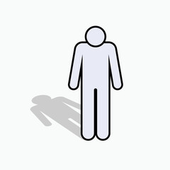 Icon of Man and His Shadow. Shaded Male Symbol - Vector. 