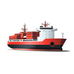 Cargo ship with containers on the white background. 3d illustration art. created by generative AI technology.