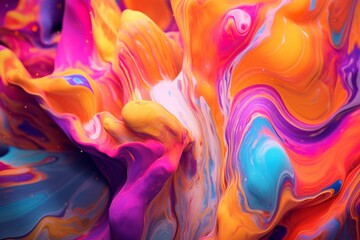 Obraz premium Abstract background with multicolor fluid paint. Colored bright background. Expressive high quality painting. Alive 3D coloring. Created with AI.