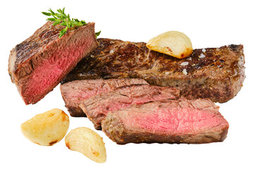 Beef steak medium rare on white background