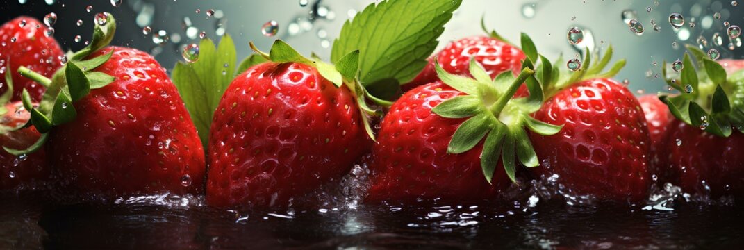 poster of strawberry fresh in farm and will be prosess into delicious drinks. generative AI