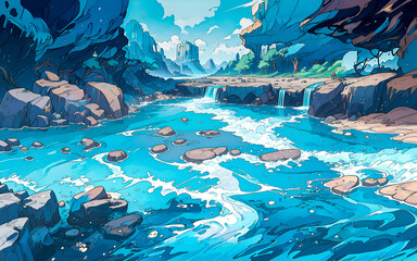 Water landscape Anime style