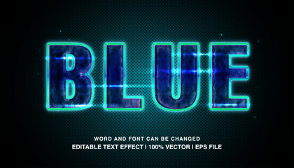 Blue ​editable text effect template, blue neon light effect bold futuristic style typeface, premium vector