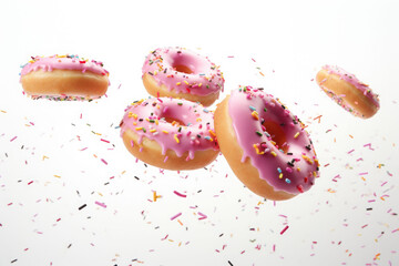 The donut with sprinkles on the isolated background