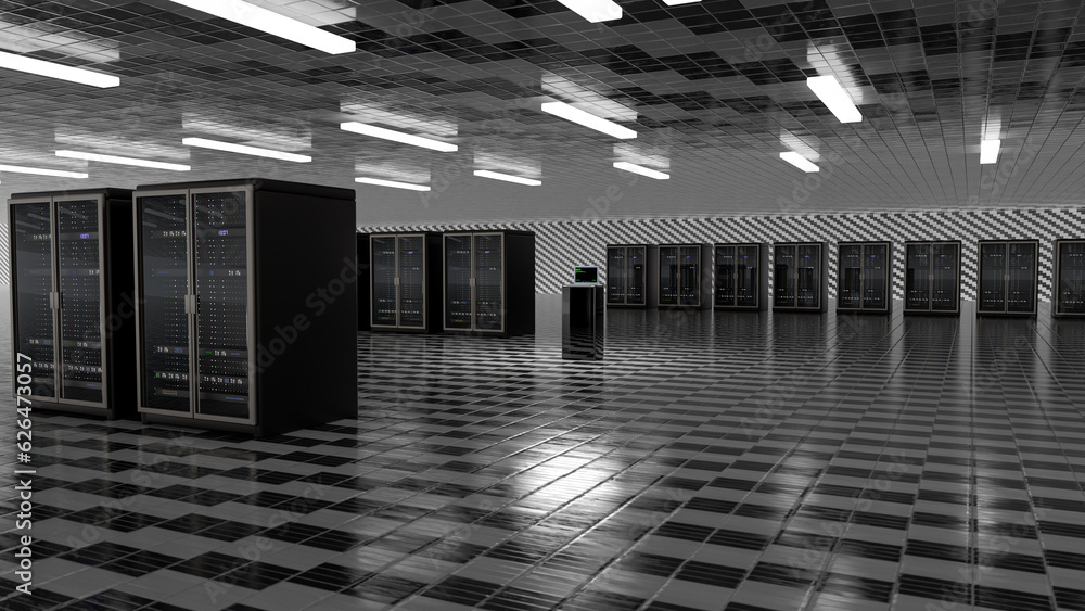 Aufkleber server room. server data center. backup, mining, hosting, mainframe, farm and computer rack with sto