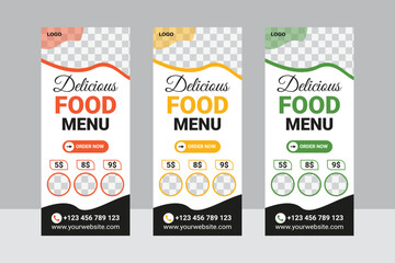 Professional Food Roll Up Banner Design  Print Ready  template