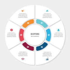 Six 6 Options Circle Cycle Infographic Template Design