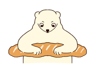パンを持つシロクマのイラスト