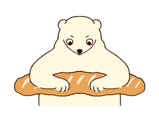 パンを持つシロクマのイラスト
