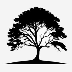 tree silhouette isolated on white background, vector illustration, 