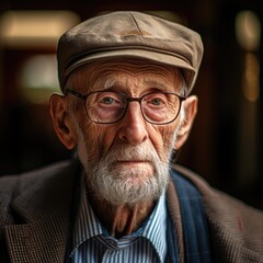Portrait of an old man wearing a flat cap.