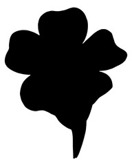 Hand Drawn Flower Silhouette. Black Floral Illustration. Plant Silhouette Isolated on White Background.