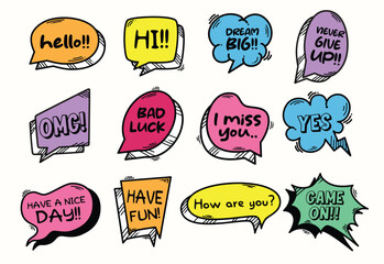 Doodle speech bubble collection set
