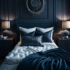 bed in room HD 8K wallpaper Stock Photographic Image