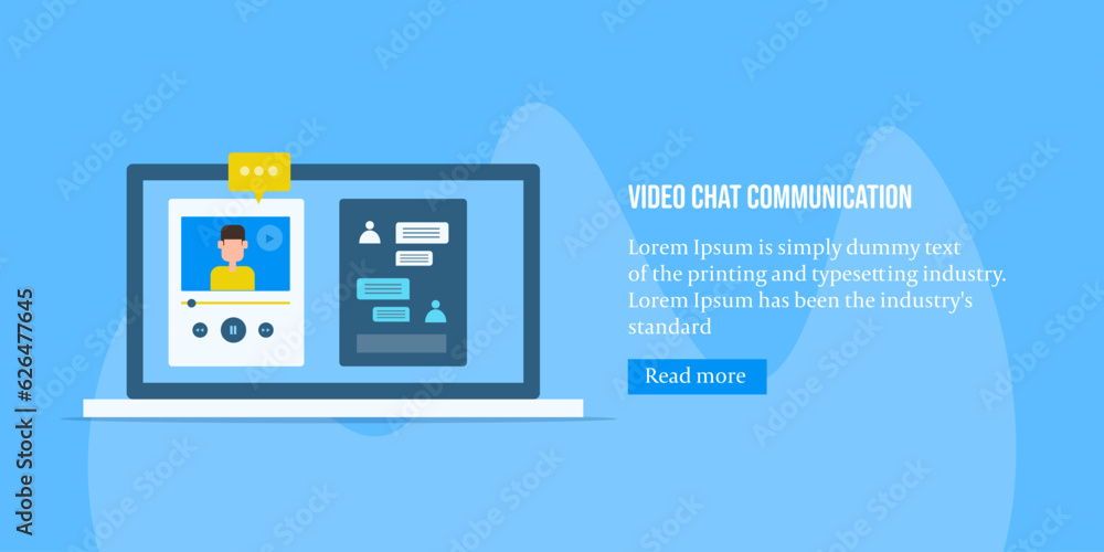 Poster digital webinar video conference virtual live steaming chat message interface internet communication