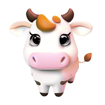 3D cute cow cattle animal illustration