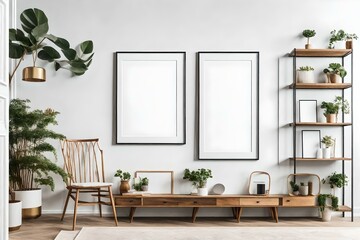 Living room, chair with bookcase generated by AI tool