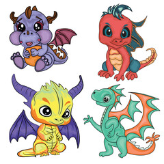 Cute baby dragon illustration