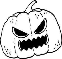 hand drawn Halloween pumpkin illustration isolated on white background.