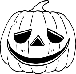 hand drawn Halloween pumpkin illustration isolated on white background.