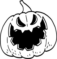 hand drawn Halloween pumpkin illustration isolated on white background.