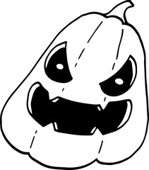 hand drawn Halloween pumpkin illustration isolated on white background.
