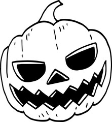 hand drawn Halloween pumpkin illustration isolated on white background.