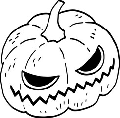 hand drawn Halloween pumpkin illustration isolated on white background.