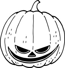 hand drawn Halloween pumpkin illustration isolated on white background.