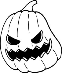 hand drawn Halloween pumpkin illustration isolated on white background.