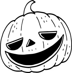 hand drawn Halloween pumpkin illustration isolated on white background.