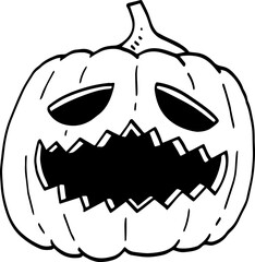 hand drawn Halloween pumpkin illustration isolated on white background.