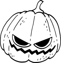 hand drawn Halloween pumpkin illustration isolated on white background.