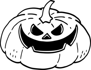 hand drawn Halloween pumpkin illustration isolated on white background.