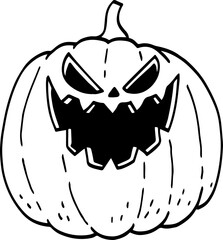 hand drawn Halloween pumpkin illustration isolated on white background.