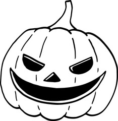 hand drawn Halloween pumpkin illustration isolated on white background.