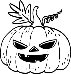 hand drawn Halloween pumpkin illustration isolated on white background.