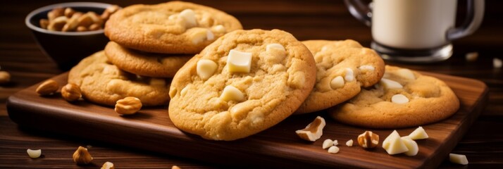 Photo of delicious macadamia nut cookies.generative ai - obrazy, fototapety, plakaty