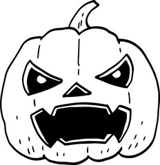 hand drawn Halloween pumpkin illustration isolated on white background.
