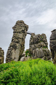 Externstein, Germany - bridge between rocks in Teutoburg forest