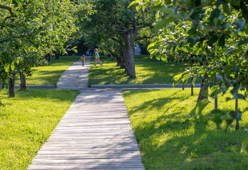 Shot of the two little girls playing in the park. Outdoors