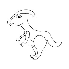 dinosaur parasaurolophus hand drawn in doodle style. linear simple drawing for children.