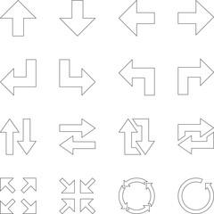 Set of arrow with editable stroke. arrow icon. editable arrow. editable stroke