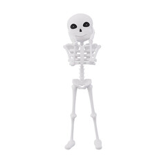 Funny skeletons put hands on face, 3D Illustration