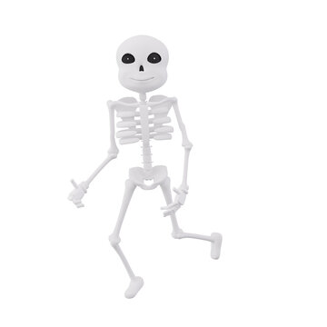 3d render of a human skull - Funny skeletons running - 3d character