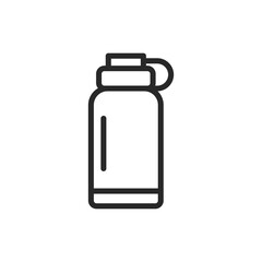 Camping Water Bottle Icon. Vector Line Illustration of a Thermos Flask for Outdoor Hiking and Camping.