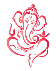 Lord Ganesh vector design in red gradient color - obrazy, fototapety, plakaty